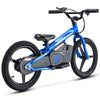 Bright blue kids electric balance bike 12" wheels - side view