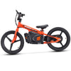 Bright red kids electric balance bike 16" wheels - side view