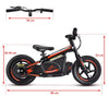 black and red kids electric balance bike with 12" wheel