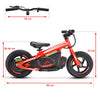 Bright red and black kids electric balance bike 12" wheels