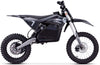Black electric dirt bike on a white background