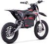 Small dirt bike with a black and red design on a white background