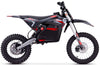 Black and red electric dirt bike on a white background