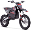 Black and red electric dirt bike with 'STORM' branding on a white background
