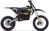 Black and yellow electric dirt bike on a white background