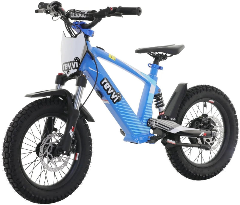 Kids 24v 600w Revvi 16" XL Electric Bike - Blue