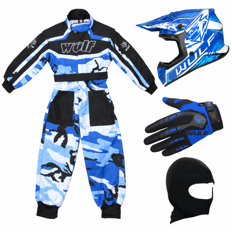 Wulfsport Clothing & Helmet Discount Bundle Deal  - Blue Camo