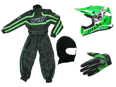 Wulfsport Clothing & Helmet Discount Bundle Deal  - Green