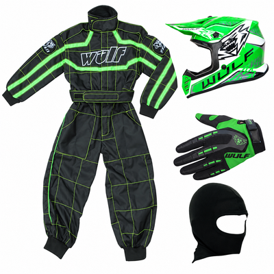 Wulfsport Clothing & Helmet Discount Bundle Deal  - Green