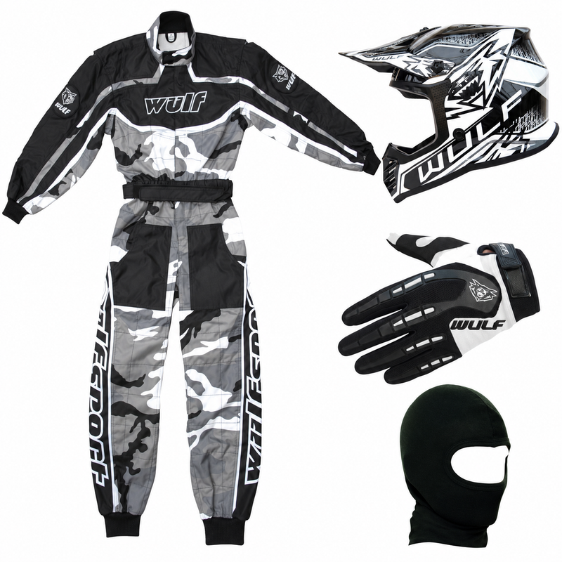 Wulfsport Clothing & Helmet Discount Bundle Deal  - Grey Camo