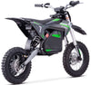 Small electric motorcycle with green accents on a white background