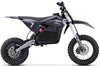Black electric dirt bike on a white background