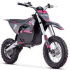 Electric dirt bike with pink and gray design on a white background