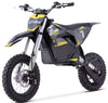 Black and yellow electric dirt bike with 'STORM' branding on a white background