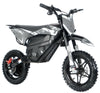 Black electric dirt bike on a white background