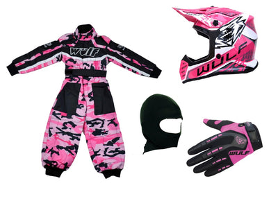 Wulfsport Clothing & Helmet Discount Bundle Deal - Pink Camo