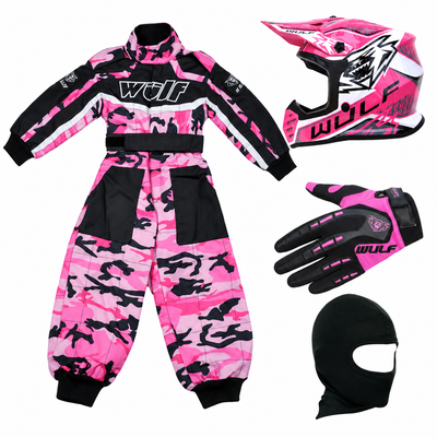 Wulfsport Clothing & Helmet Discount Bundle Deal - Pink Camo