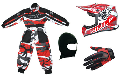 Wulfsport Clothing & Helmet Discount Bundle Deal - Red Camo