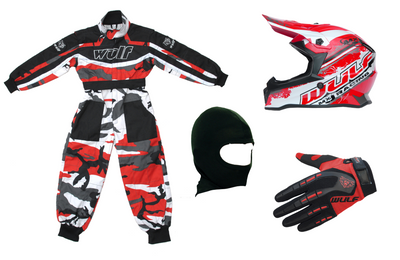 Wulfsport Clothing & Helmet Discount Bundle Deal - Red Camo