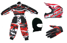  Wulfsport Clothing & Helmet Discount Bundle Deal - Red Camo